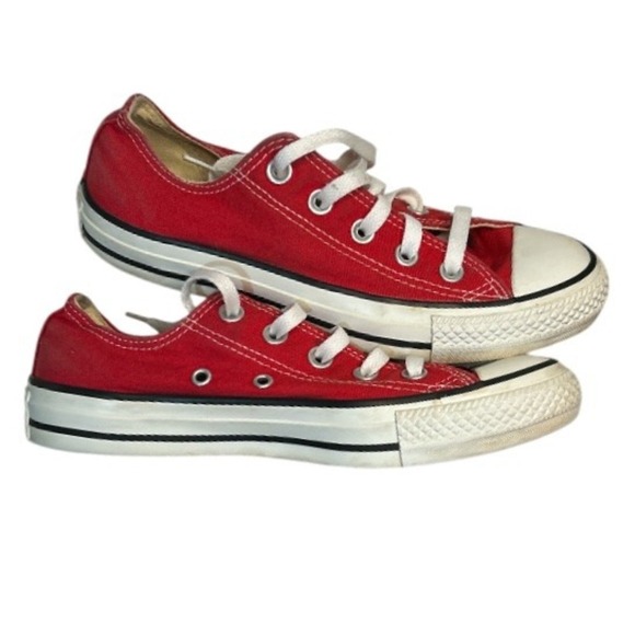 Converse All Star Sneakers Canvas Low Top Red Unisex Sz Women's 6 Men's 4 - Picture 1 of 6